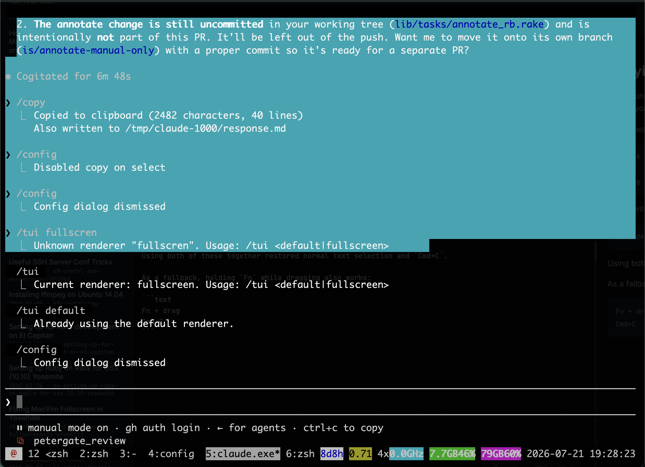 claude code in tmux